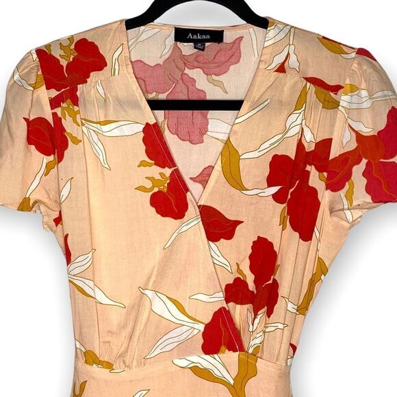 Aakaa (S) Pink Floral Printed Wrap Dress - Picture 3 of 4